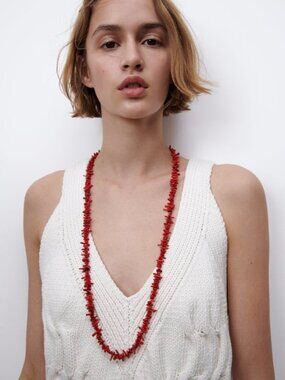 Zara Red Coral Necklace NWOT